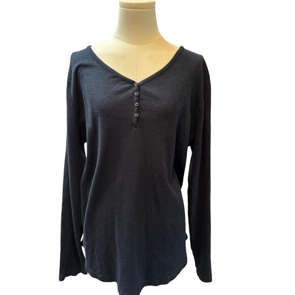 Women’s Duluth Long Sleeved Navy blue cotton V-Neck Shirt Sz XXL - Picture 1 of 3